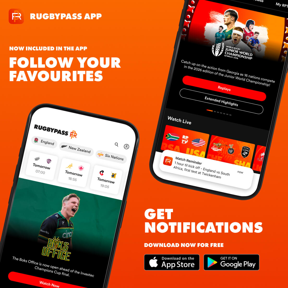 Follow your favourites in the RugbyPass App