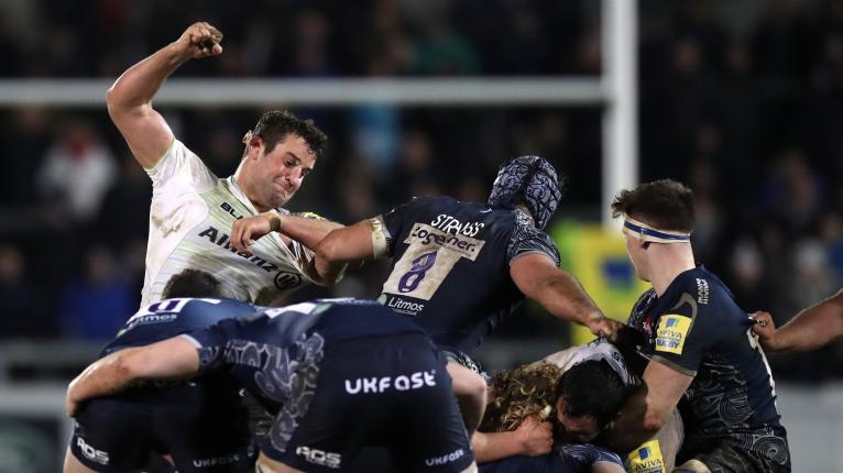 rugby action Saracens Clark