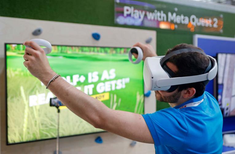Gamer wearing a VR headset