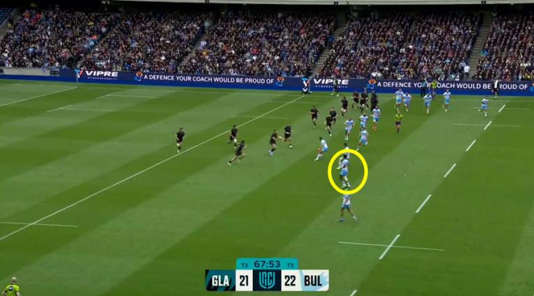Screenshot of Glasgow attack v Bulls defence