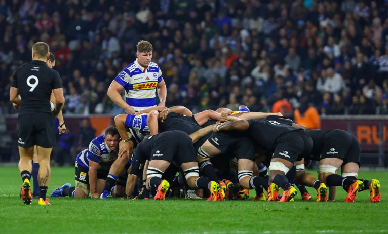 All Blacks' scrum v Stormers