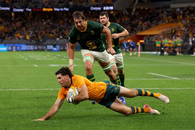 Ben Donaldson scores a try against South Africa
