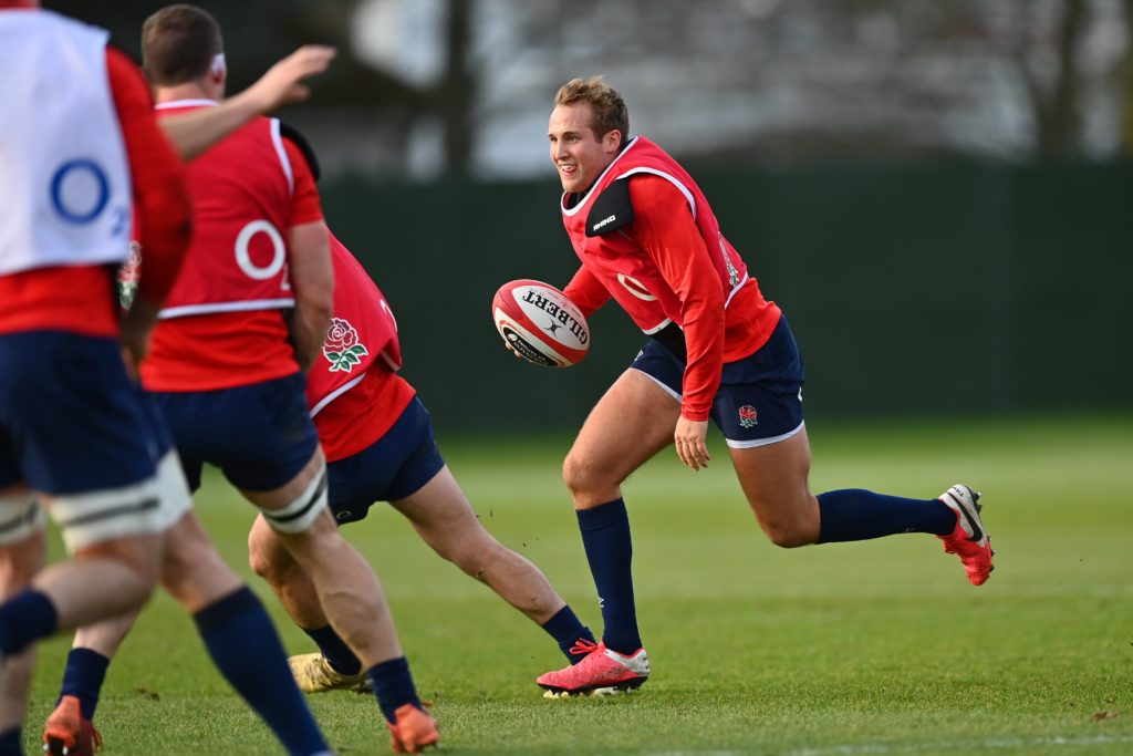 Max Malins in action during England training
