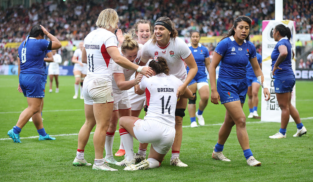 England run in 14 tries in record-breaking World Cup rout of Samoa